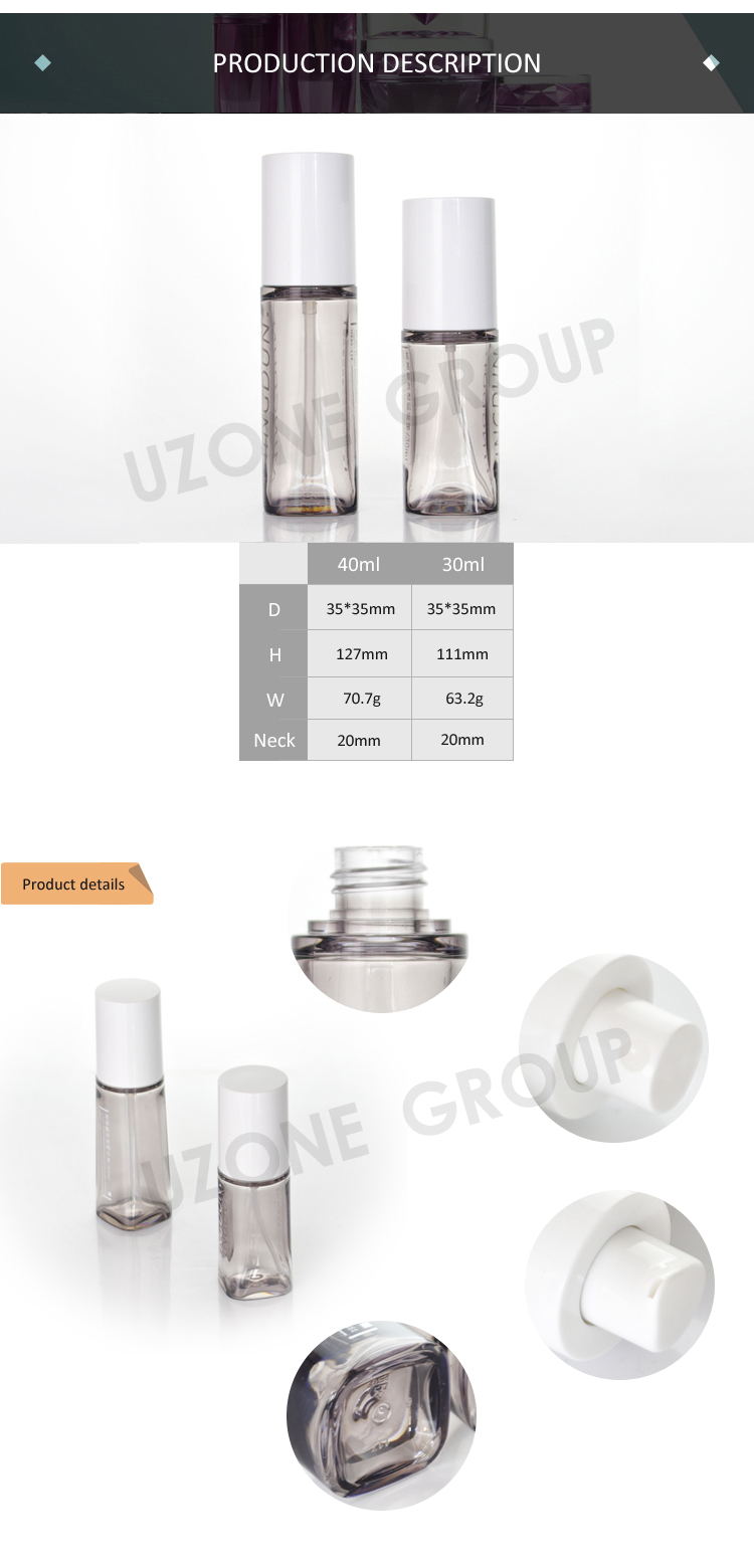 30ml 40ml 작은 PETG 플라스틱 로션 펌프 병